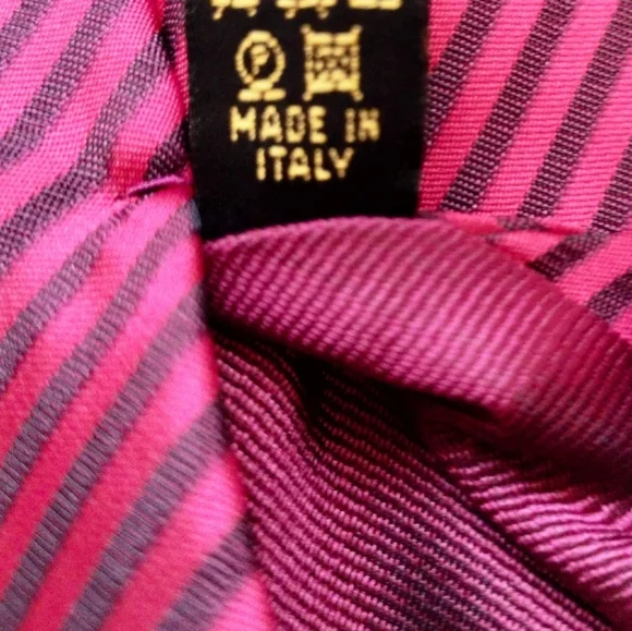 Lavin Men's Silk Necktie Tie Made In Italy Formal Red Striped Handsewn - Picture 5 of 10